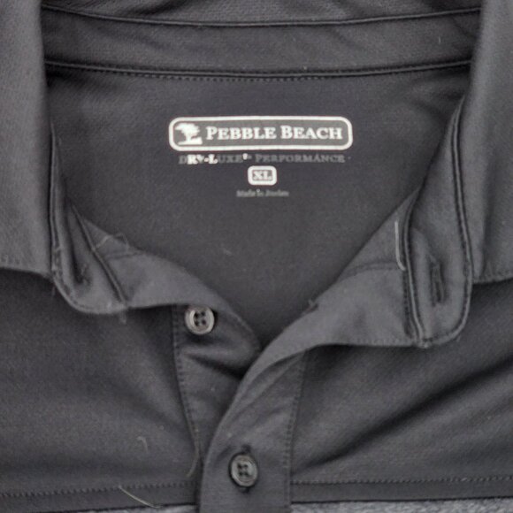 Pebble Beach Mens XL Golf Polo Shirt Gray Black Colorblock Moisture Wicking - Picture 3 of 5